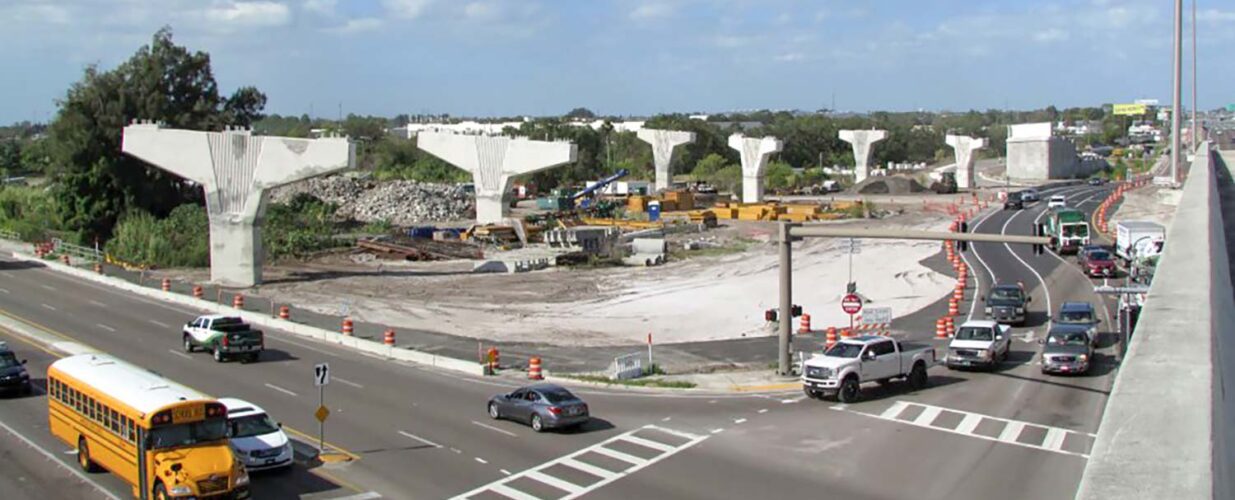 row of expressway bridge beams for Gateway construction