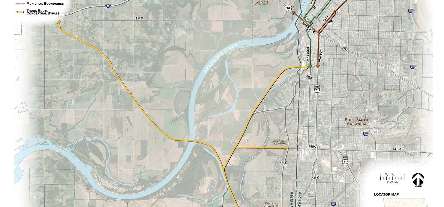 western bypass alternative map Ft Smith Truck and Traffic Study